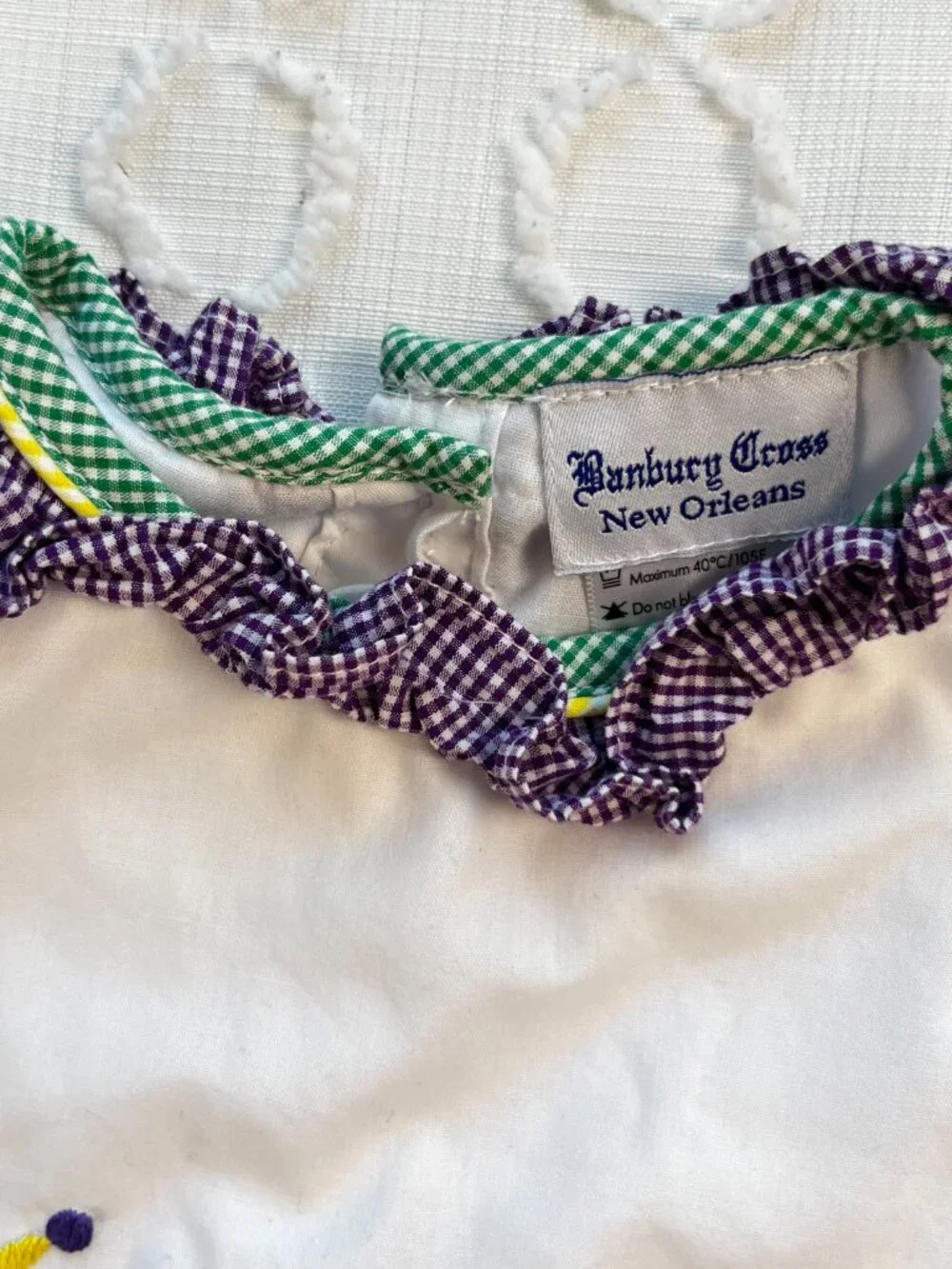 Banbury Cross New Orleans Mardi Gras Bubble Romper Girls 2T Boutique Embroidered